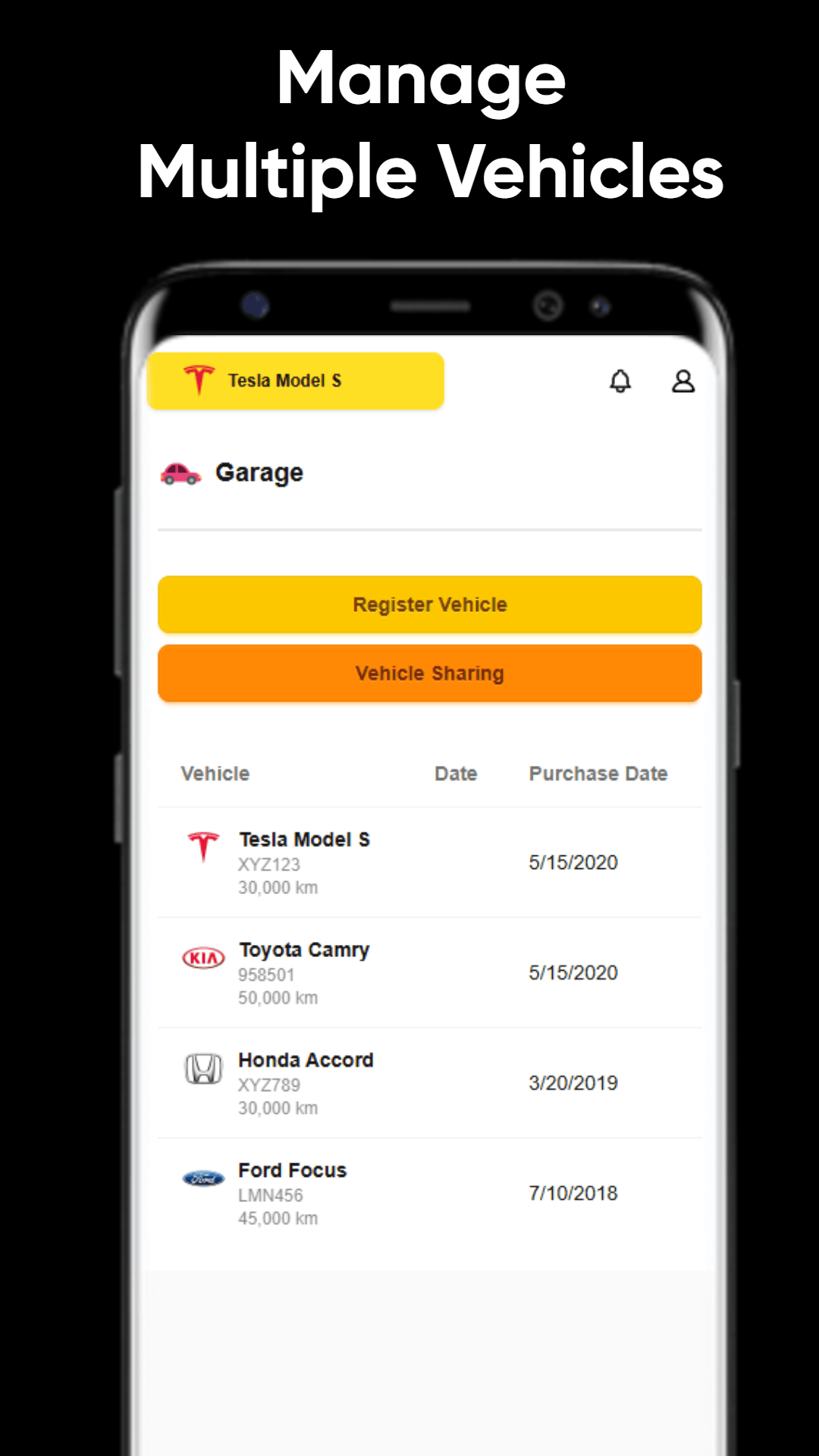 Autozis garage view for managing multiple vehicles with individual service history and cost tracking